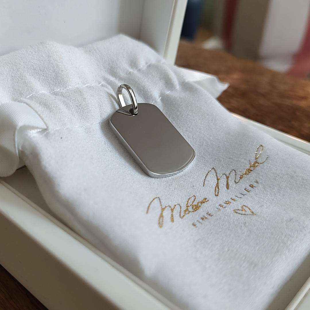 Dog Tag Anhänger mit Gravur, Gravur Anhänger Herren ohne Kette, Kettenanhänger Männer mit Gravur, Gravur Plakette für Herren, Anhänger personanlisiert für Herren