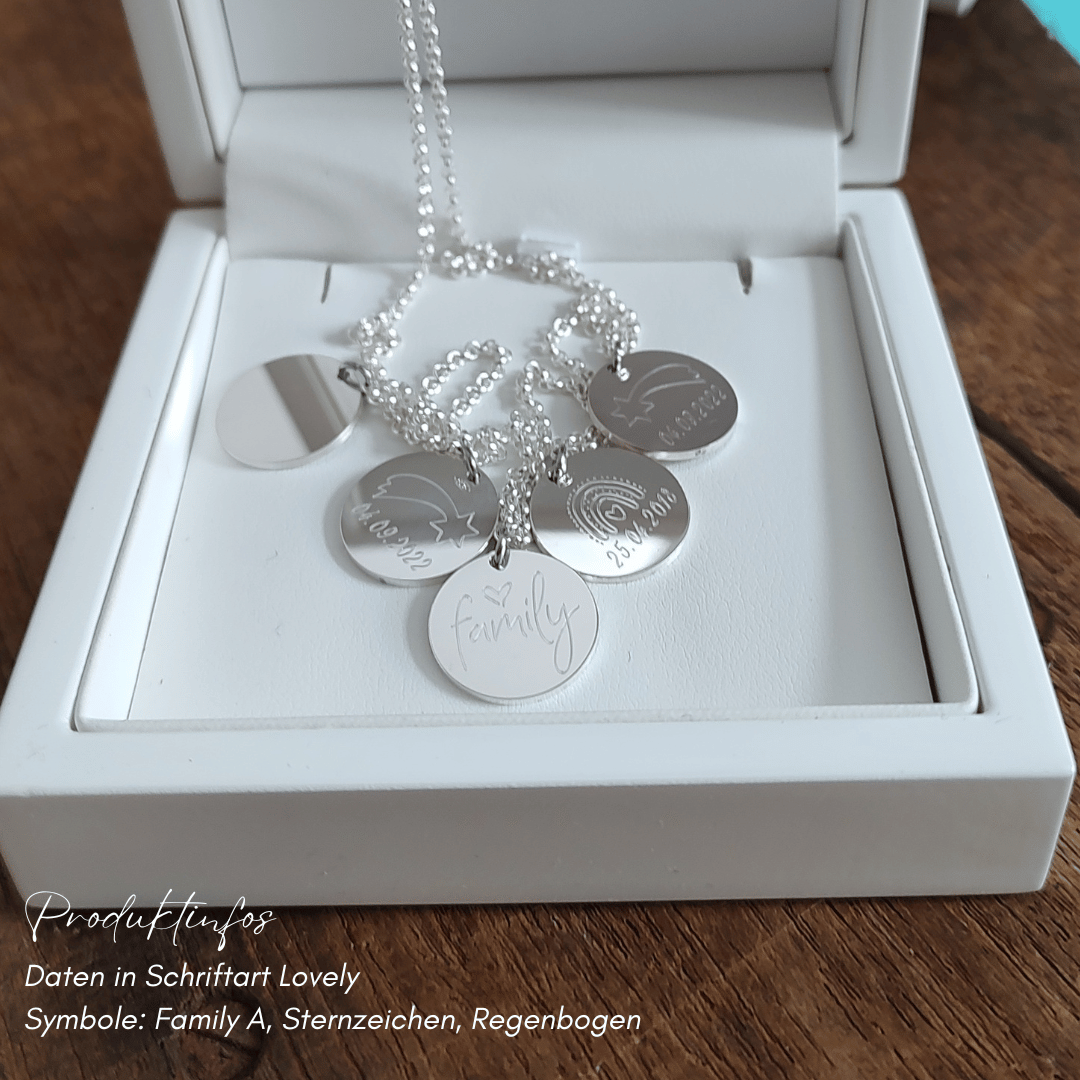 Familienkette personalisiert, namenskette für mütter, Familienkette 5 Anhänger, Familienkette mit Namen, Kette zur Geburt, geschenk zur geburt, schmuck zur geburt für die mama, kette mama mit kindernamen