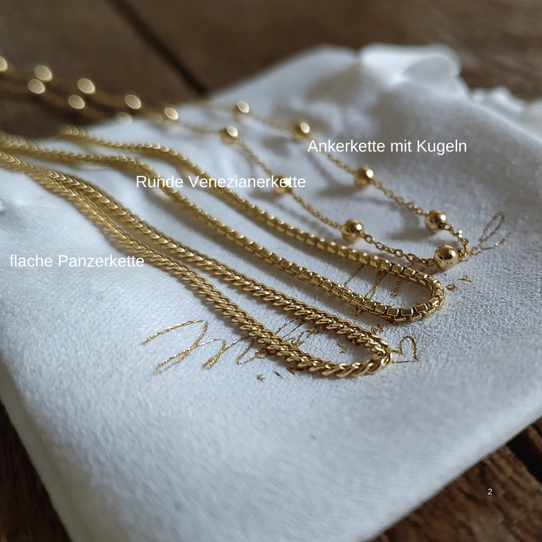 ALEA Initialenkette mit 2 kleinen Gravur Plättchen