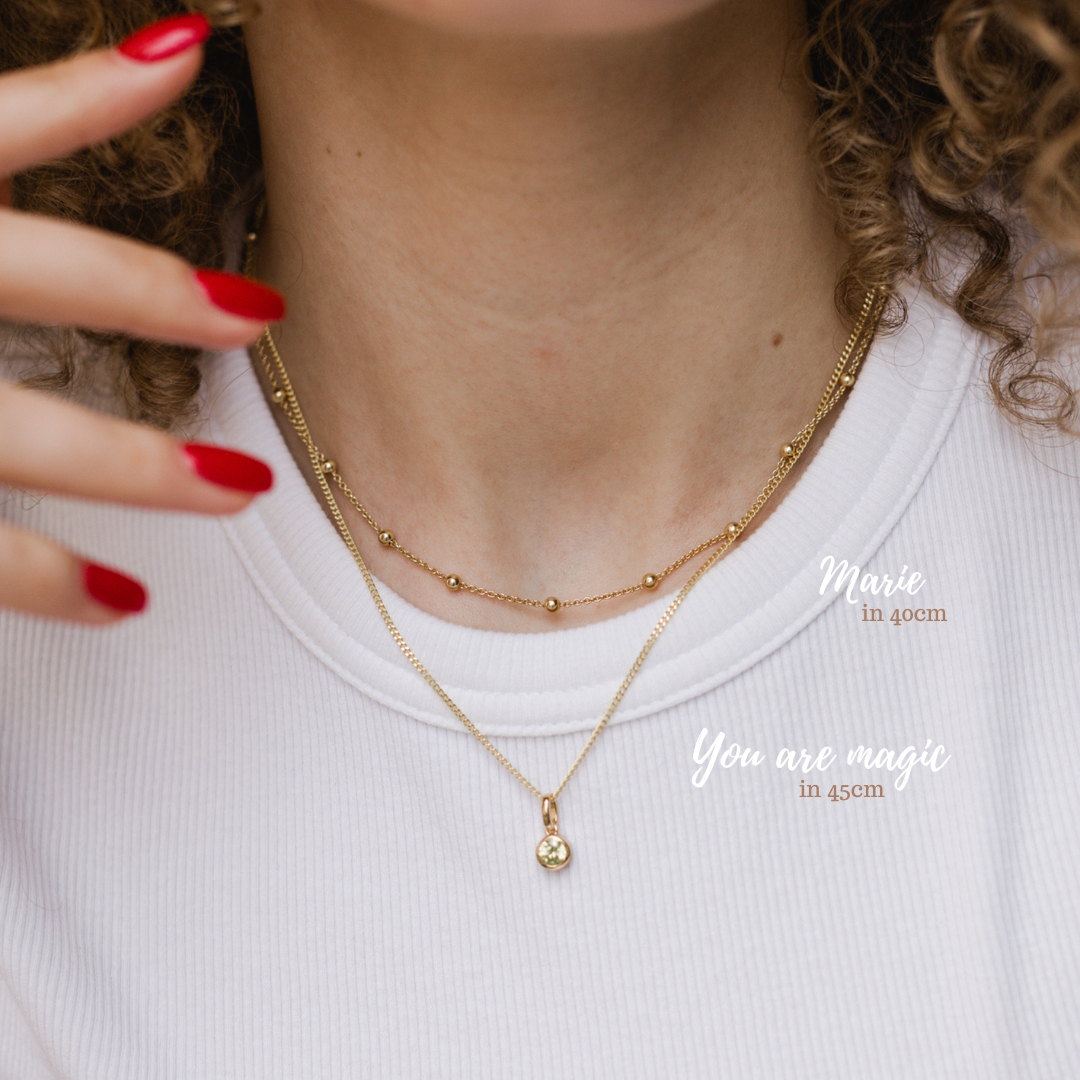 Halskette Gold Damen mit Stein, Geburtsstein Kette Gold, Halskette mit Geburtsstein Anhänger, zarte Halskette Gold, Layering Ketten Gold, Halskette zur Geburt, Geburtskette Gold