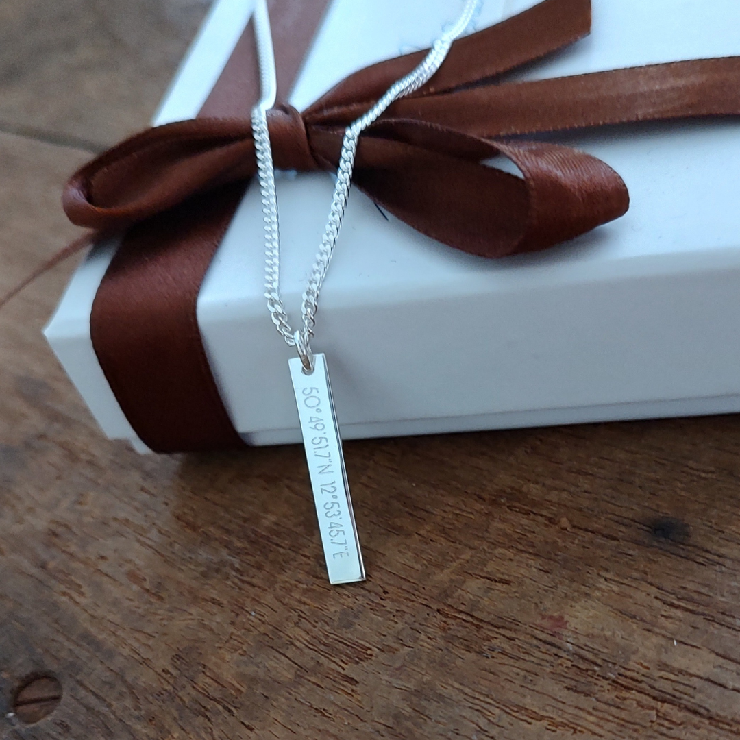 Halskette Männer 925 Silber, Herren Kette mit Gravur, Kette personalisiert Herren, Männer Kette Silber, Silkerketten für Männer, Halskette Koordinaten Männer, Gravur Kette Herren