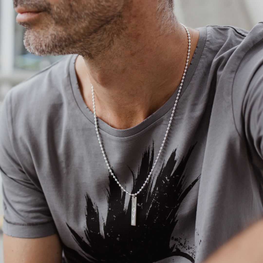 Dog Tag Herren, Halskette Herren mit Gravur, Barren Ketten Männer, Dog Tag Kette für Männer, Halskette Silber Männer mit Gravur