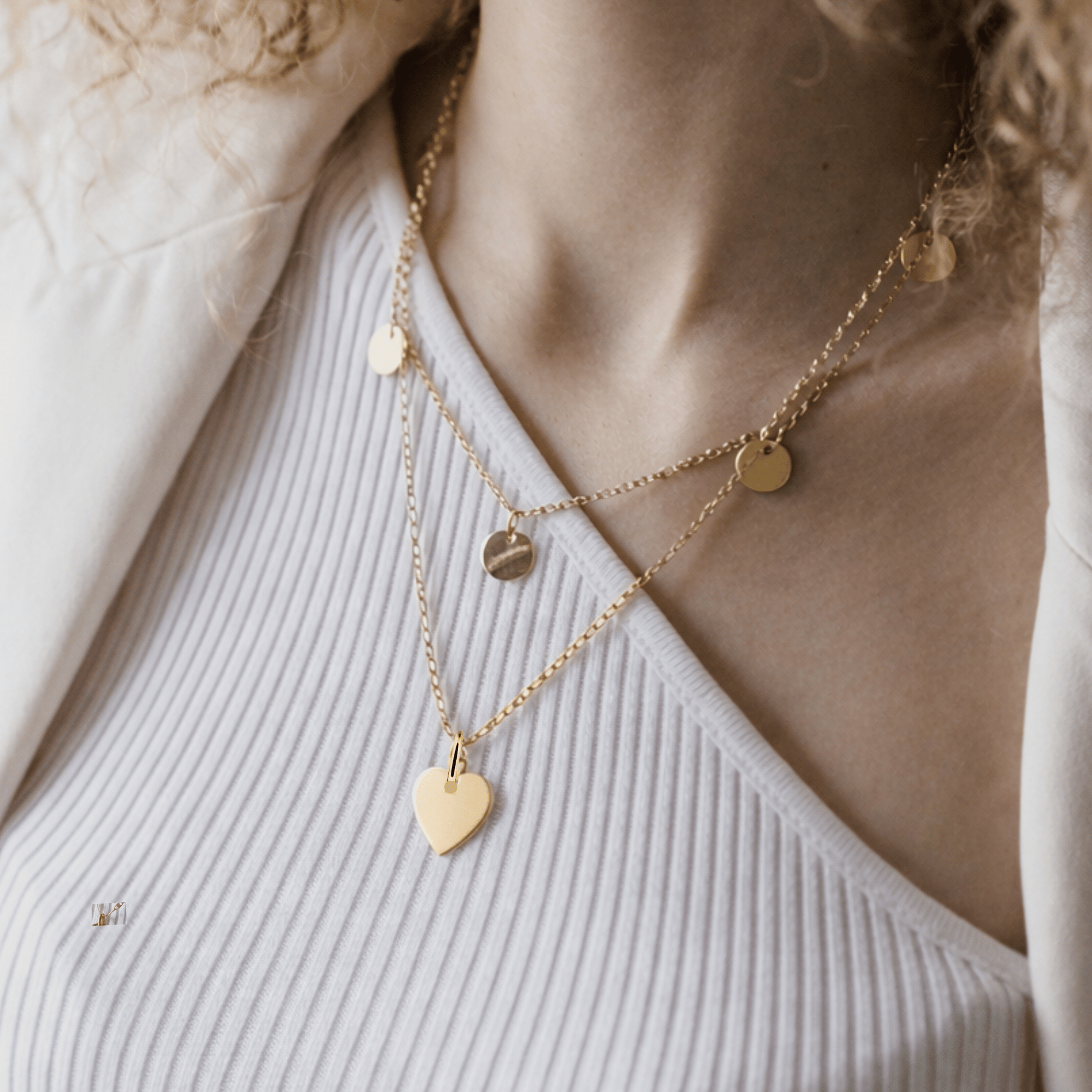 gold kette mit Herz Anhänger, halskette zur geburt mit gravur kinder namen, initialen kette gold für ehefrau