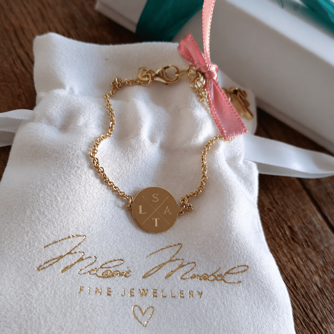 BONNIE Plättchen Armband mit Gravur | 585 Gold