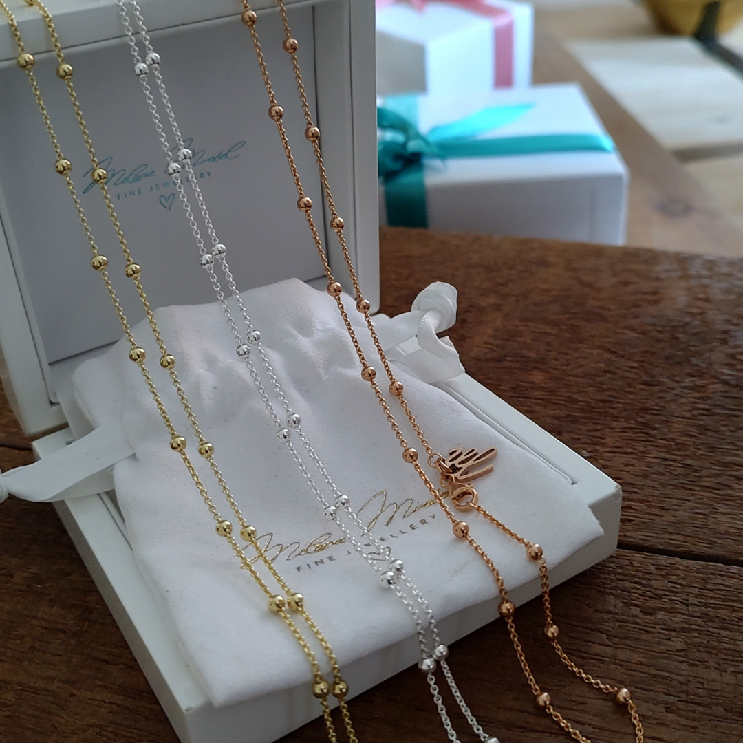 Kugelkette Gold, Layering Kette gold, Choker Kette gold, filigrane Kette, Kette Silber, mehrreihige Kette Gold mit Kugeln, Kugelkette Gold