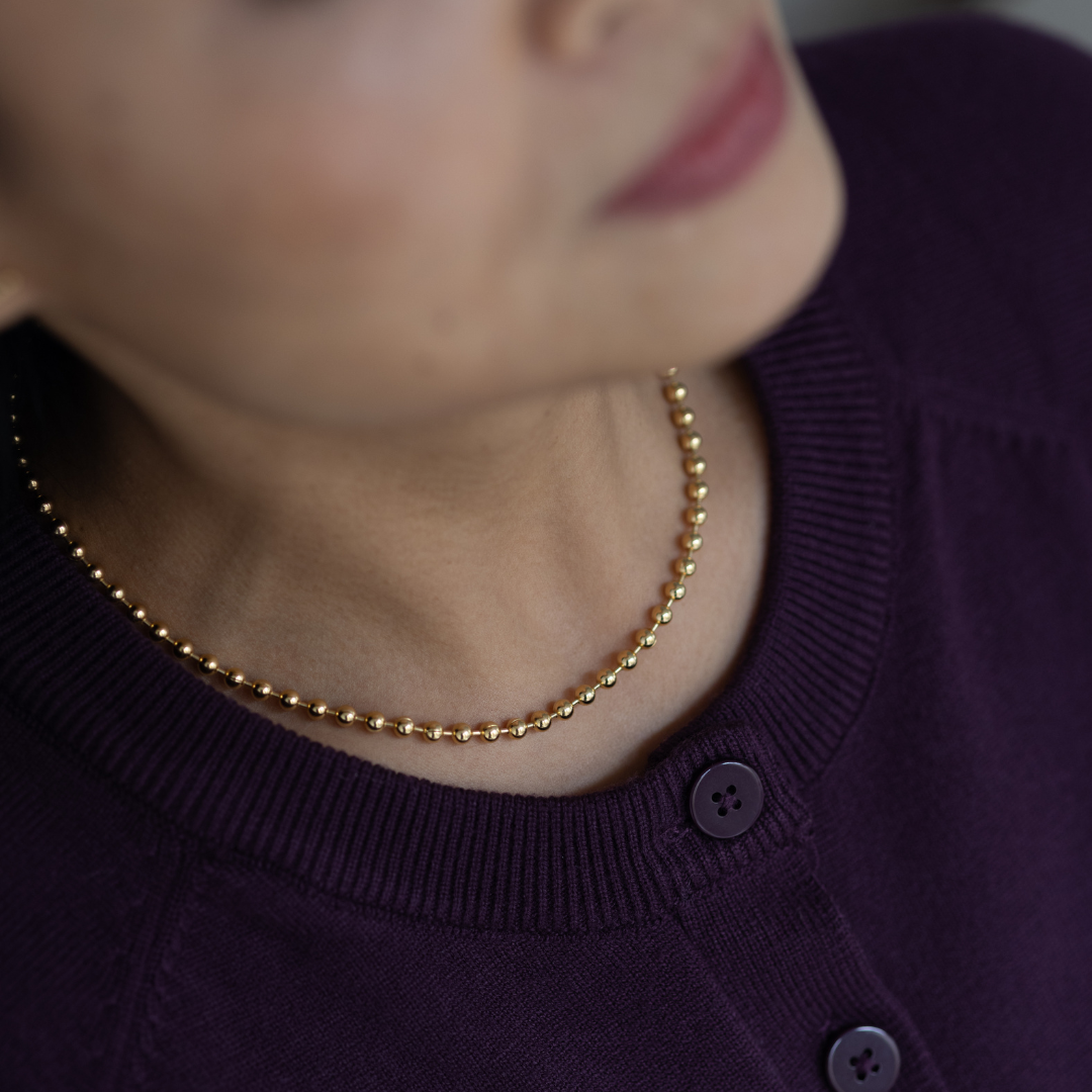 Kugelkette Gold, Layering Kette, Goldkette für Damen