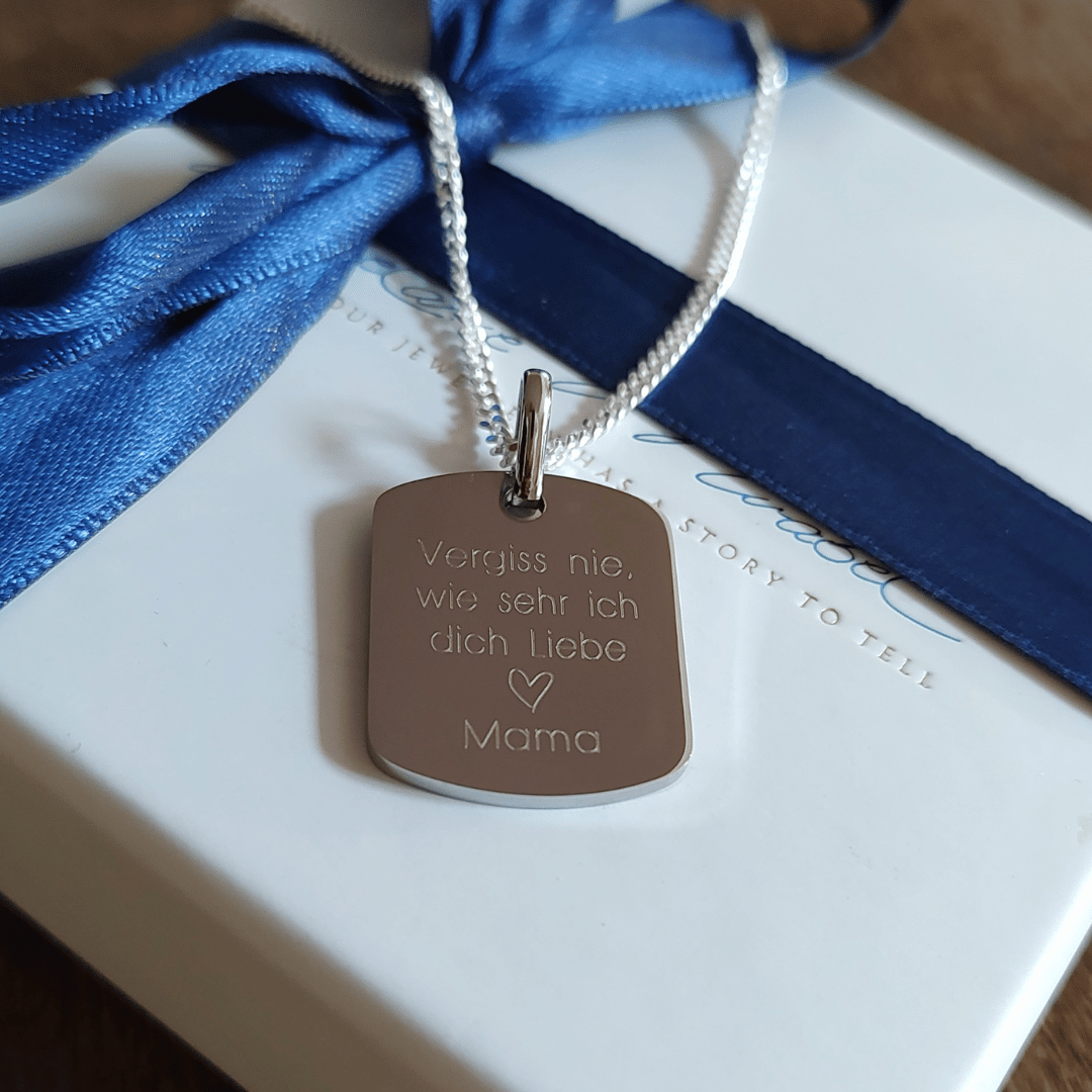 CAPTAIN Halskette für Jungs & Teeanger mit rechteckigen Dog Tag Anhänger