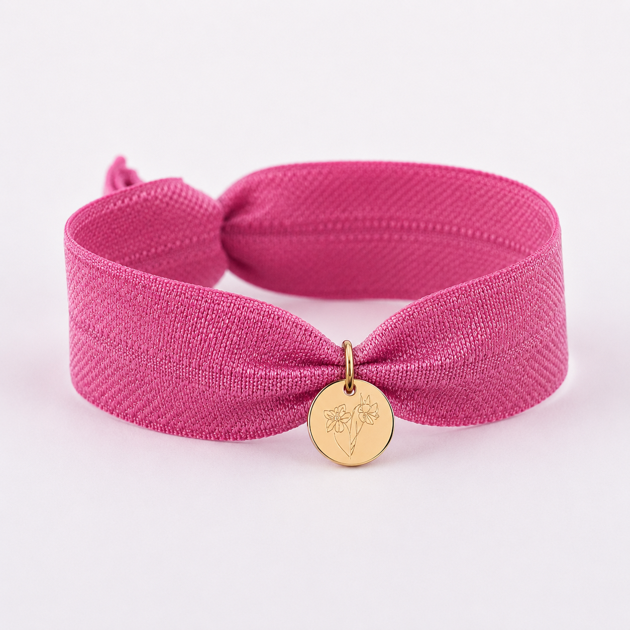 BONHEUR Plättchen Armband mit farbigen, elastischen Band