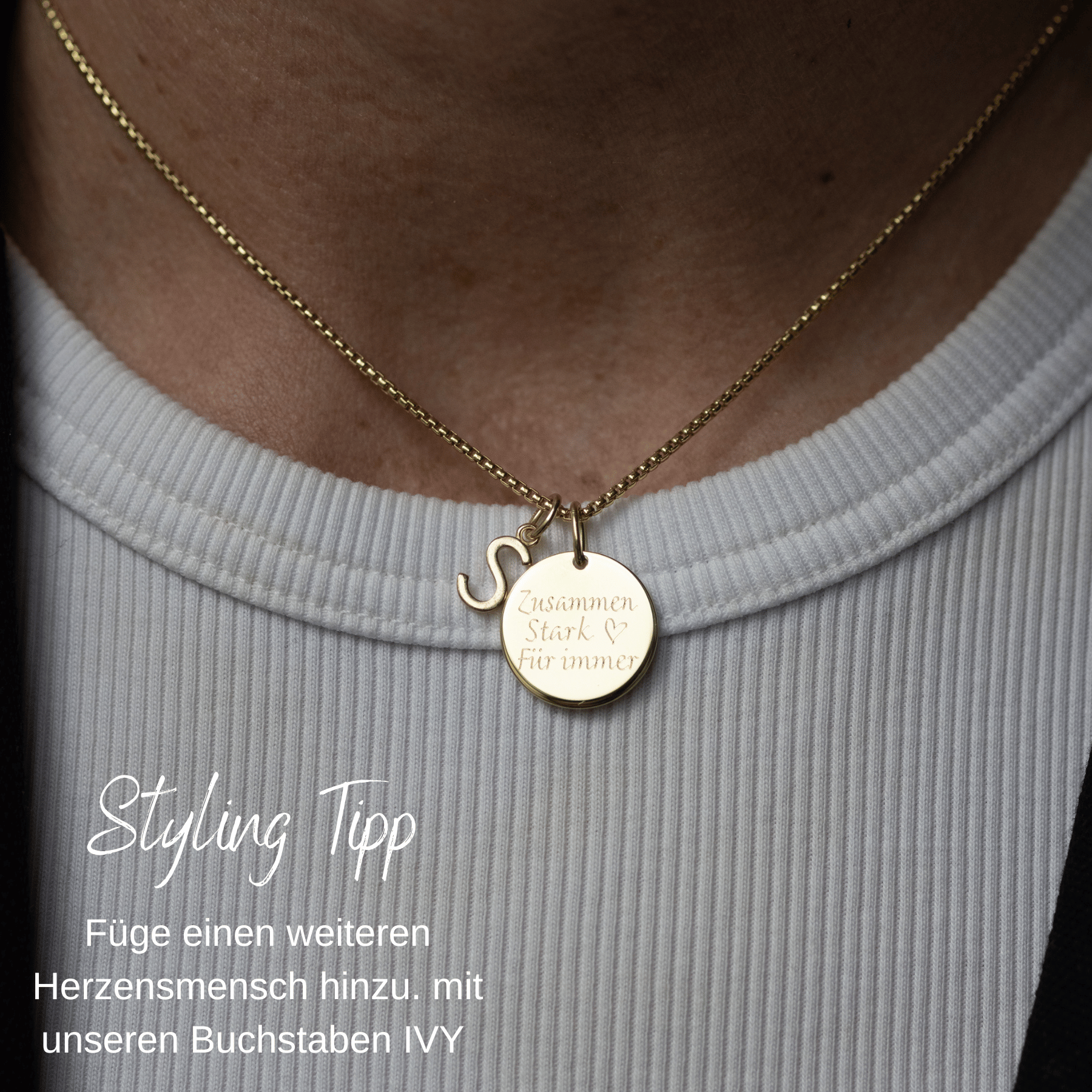 TALIA Namenskette mit 1 Gravur Plättchen (18mm)