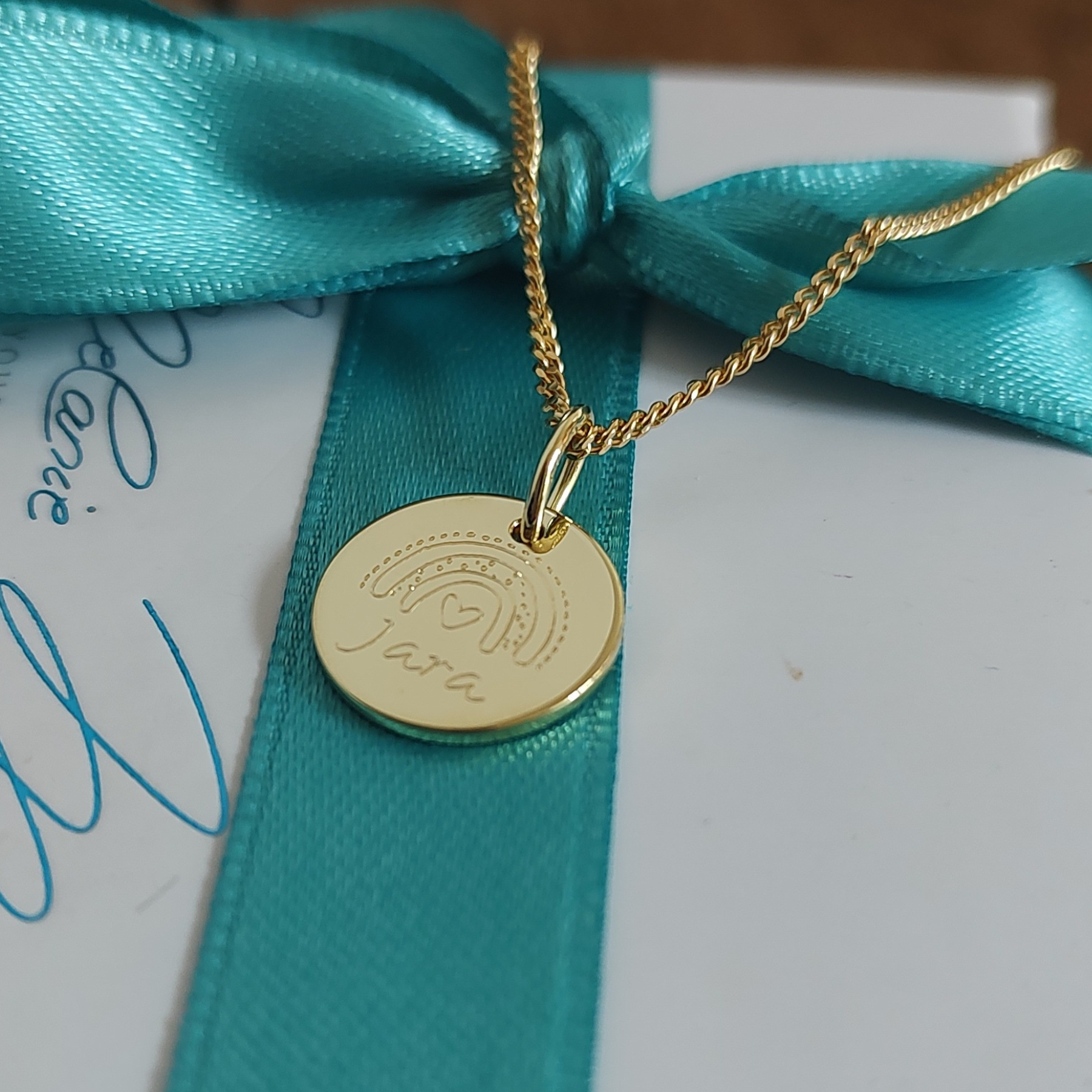 LUNA Namenskette mit 1 Gravur Plättchen (14mm)