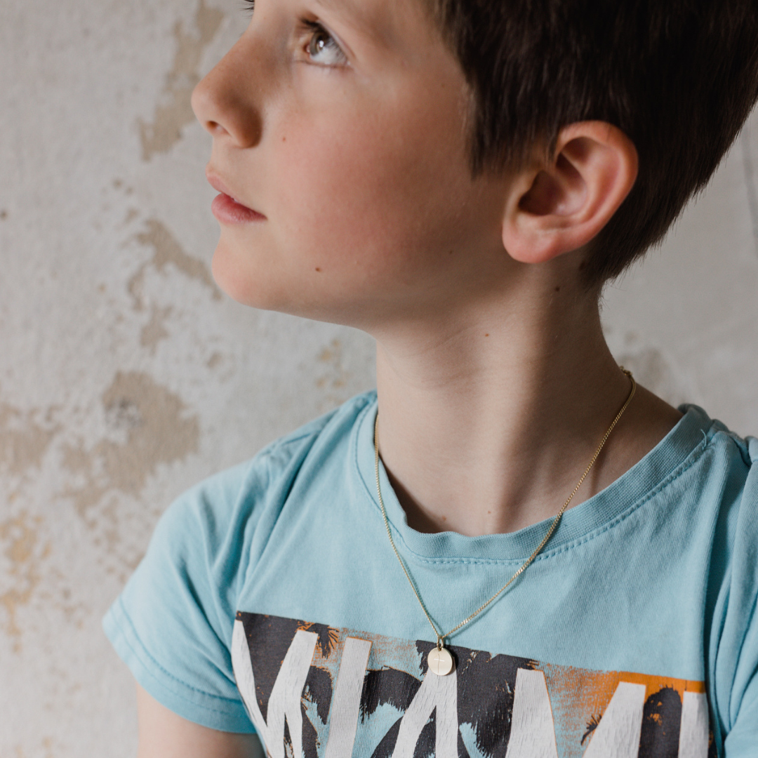 Sally name chain for boys, chain of baptism with engraving