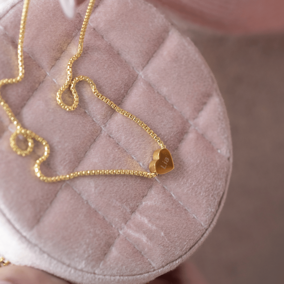 taufschmuck mädchen, taufgeschenk, gold kette für damen mit gravur, mini herz kette mit gravur
