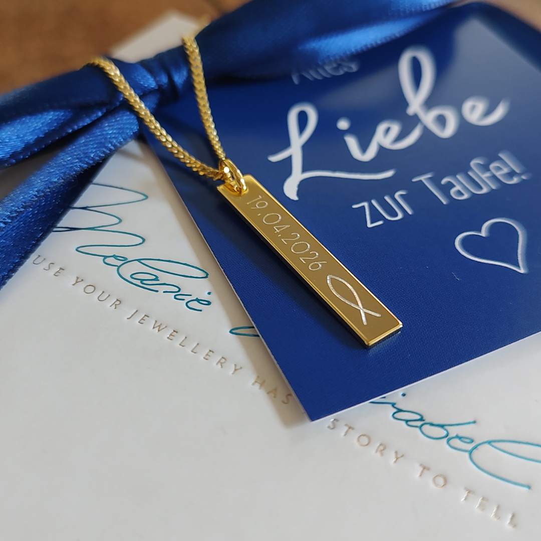Kette Jungs zur Taufe und erstkommunion, Kette mit mit gravur für junge taufe, geschenk junge personalisiert kommunion, schmuck teenager junge zum schulabschluss, jungs kette, schmuck junge mit gravur, taufgeschenk vom patenonkel an patenkind, geschenk für taufkind junge mit chrlstlicher fisch