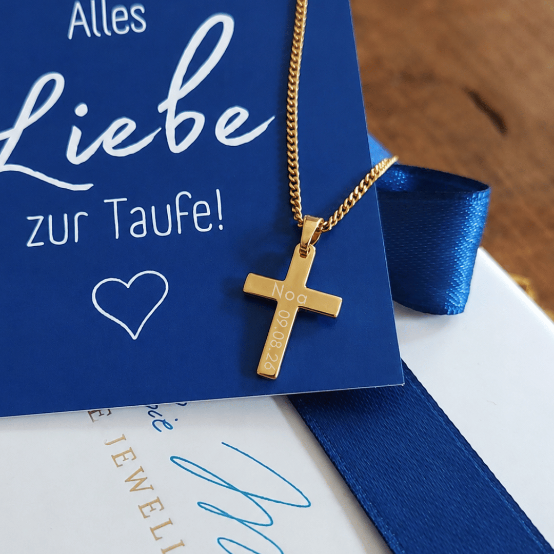 NOA Kreuz Kette MIT GRAVUR für Mädchen & Jungs