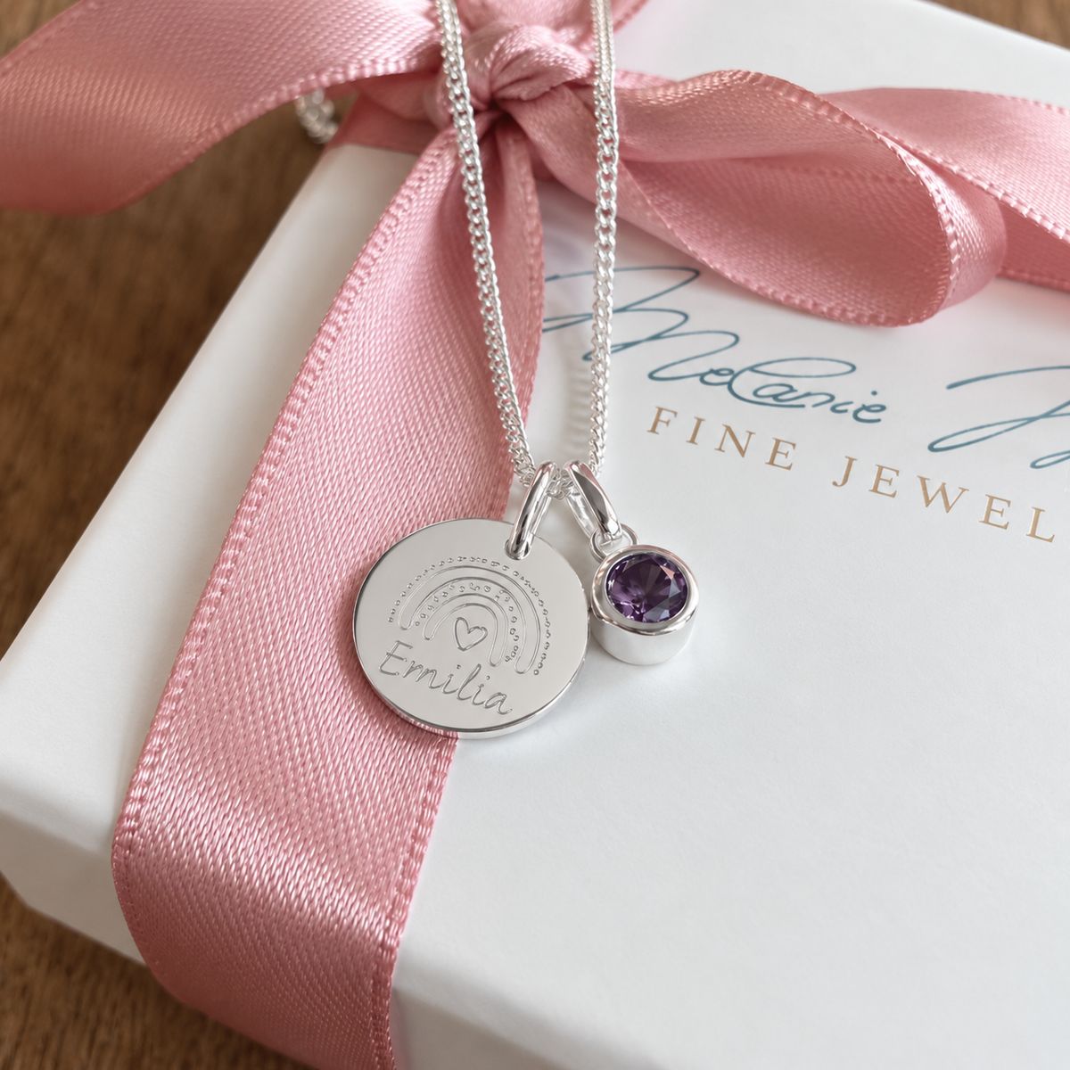 Juna name chain with birth stone followers