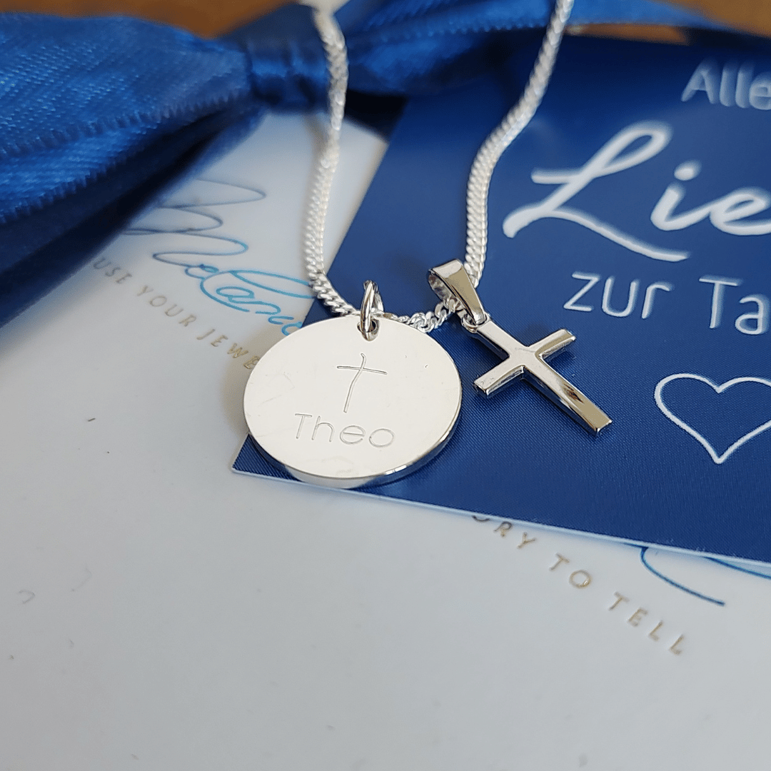 taufkette mit kreuz für jungs, taufette junge, kreuz kette zur taufe für jungen