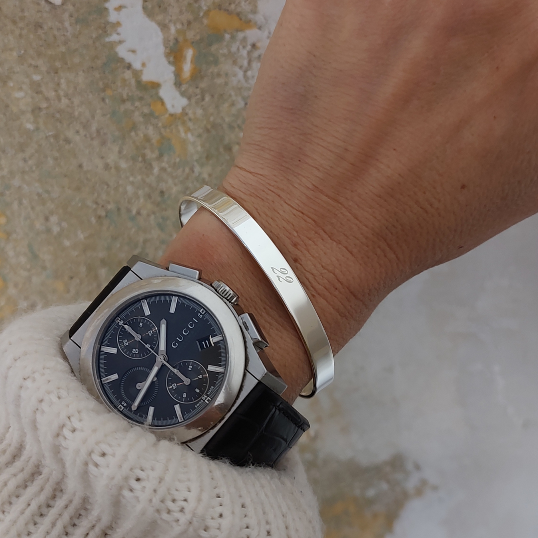 Silber Armreif mit Gravur, Armreif Echt Silber für Damen, Armreif mit Gravur für Damen, Armreif für Partner, Silber Armreif Partnerset