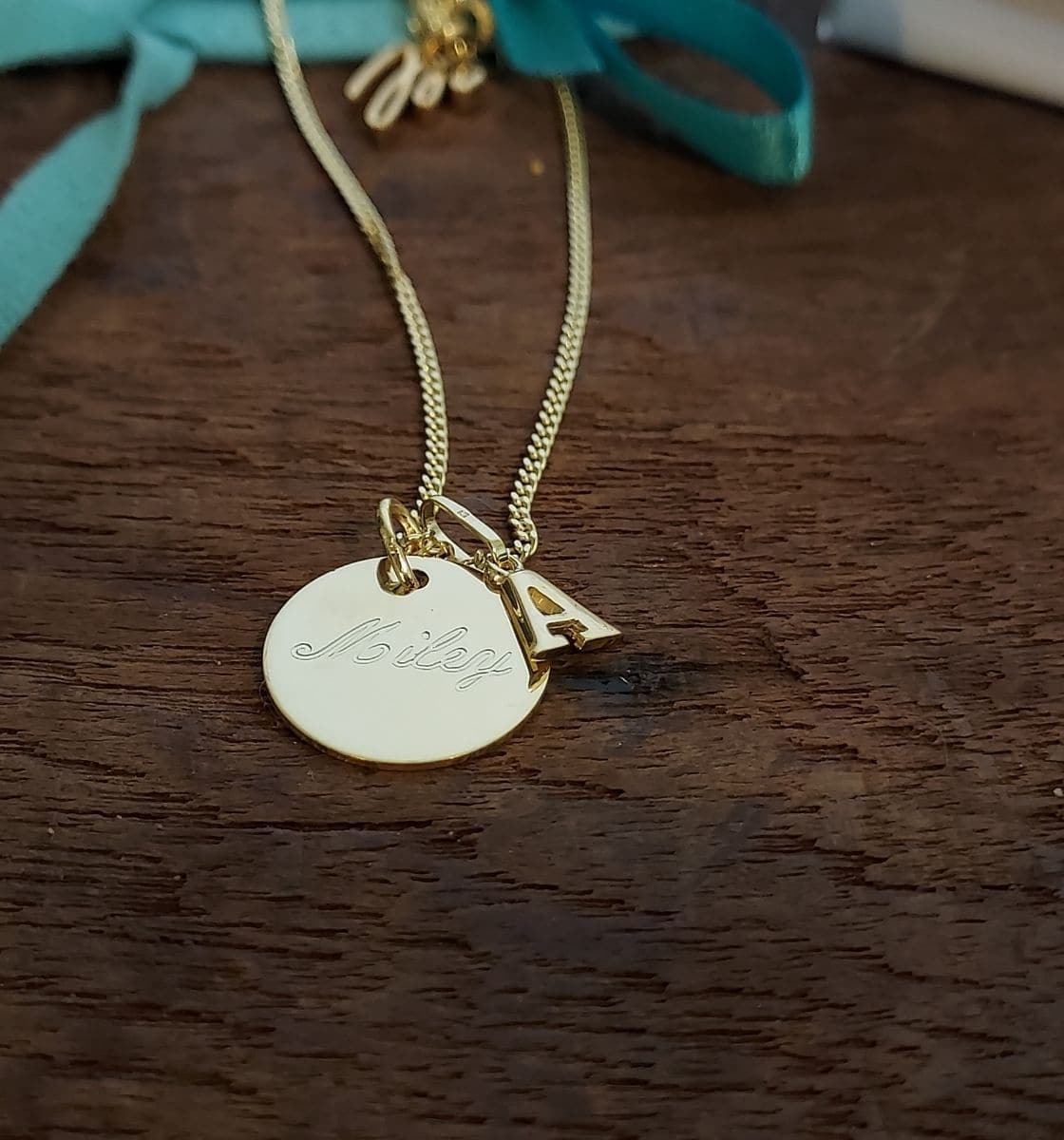 Goldkette mit Gravur Platte, Goldkette mit Buchstabe 333 Gold, Buchstaben Kette Gold mit Gravur Plättchen, Kette mit Buchstabe 585 Gold