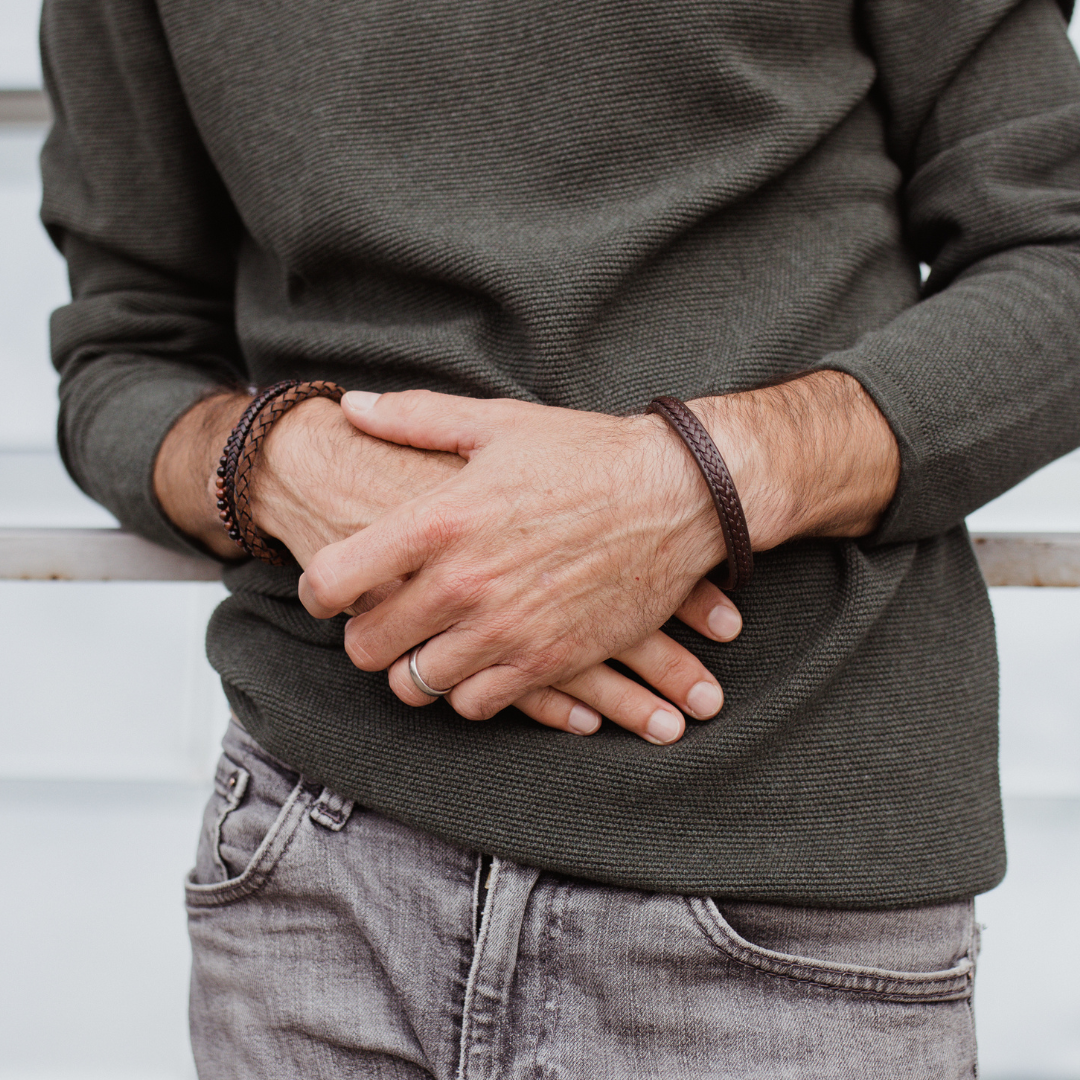 Heren Schmuck mit Gravur, Leder Armband Herren, Armband Leder für Männer. Herren Schmuck