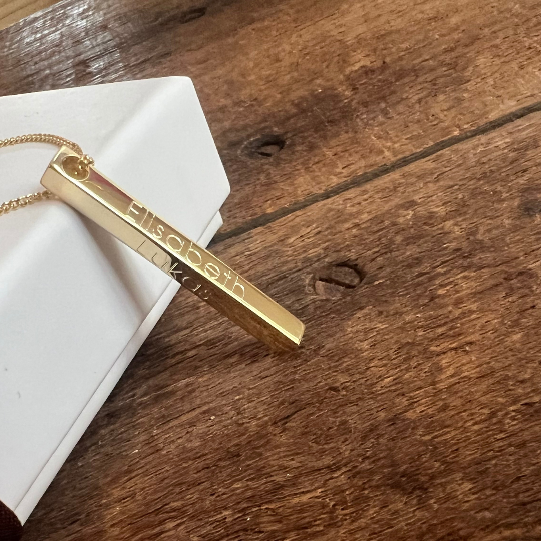 Männer Kette Gold mit Gravur, Barren Kette für Männer, Namenskette Männer, Herren Kette personalisiert, Goldkette für Herren mit Gravur