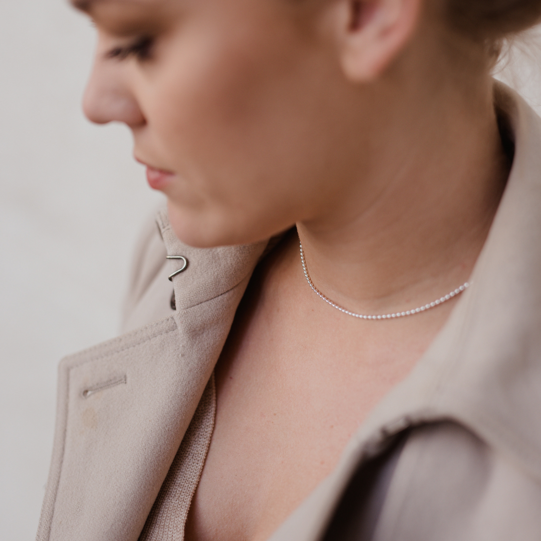 Kugelkette, mehrreihige Kette, Silberkette filigran, minimalistischer schmuck, zarte kette silber