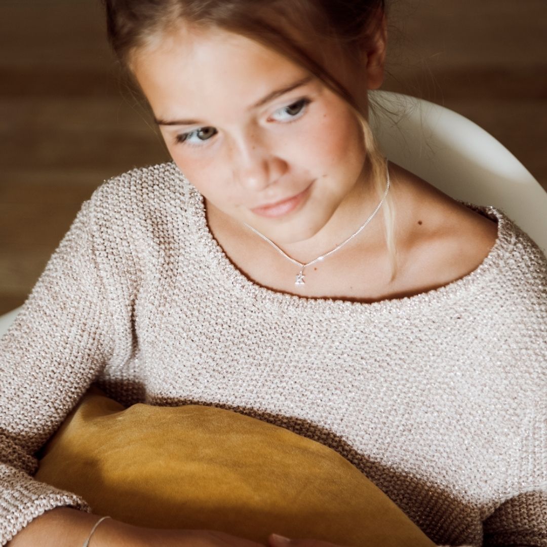 Mädchen Halskette Silber mit Buchstaben Anhänger