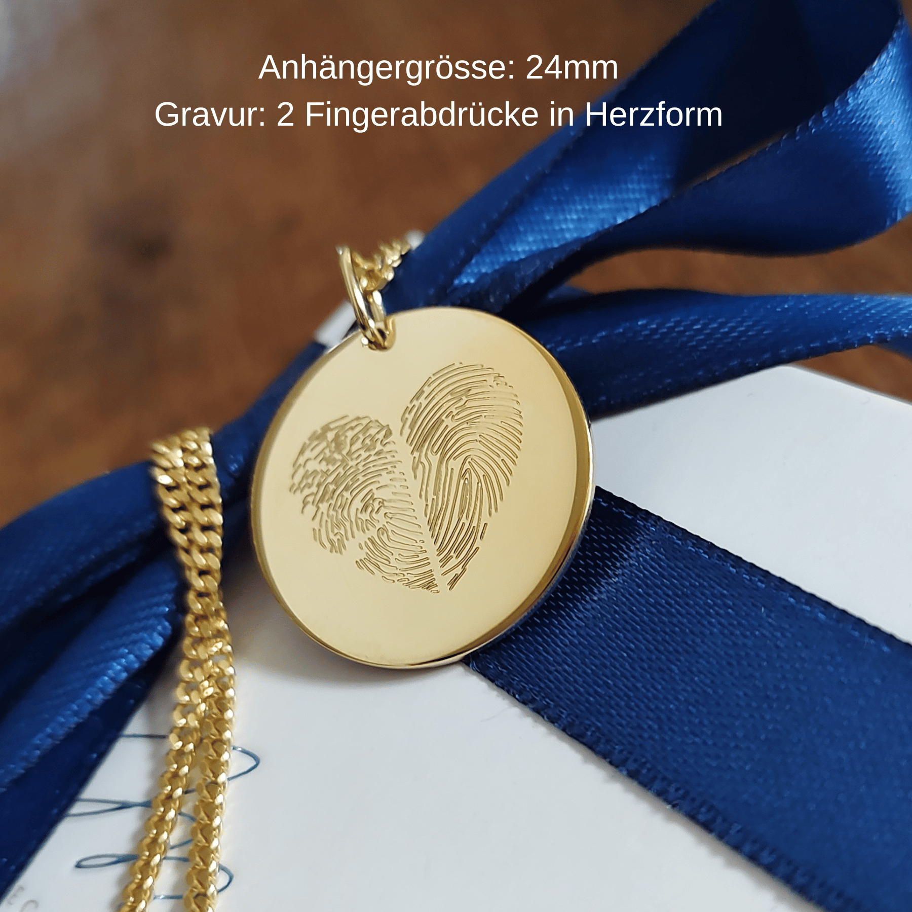 gold kette männer mit gravur Fingerabdrücke in Herez Form, Halskette für meinen freund, herren kette mit gravur, herren kette mit anhänger, männer kette personalisiert, kette für papa zur geburt baby, kette für freund mit gravur