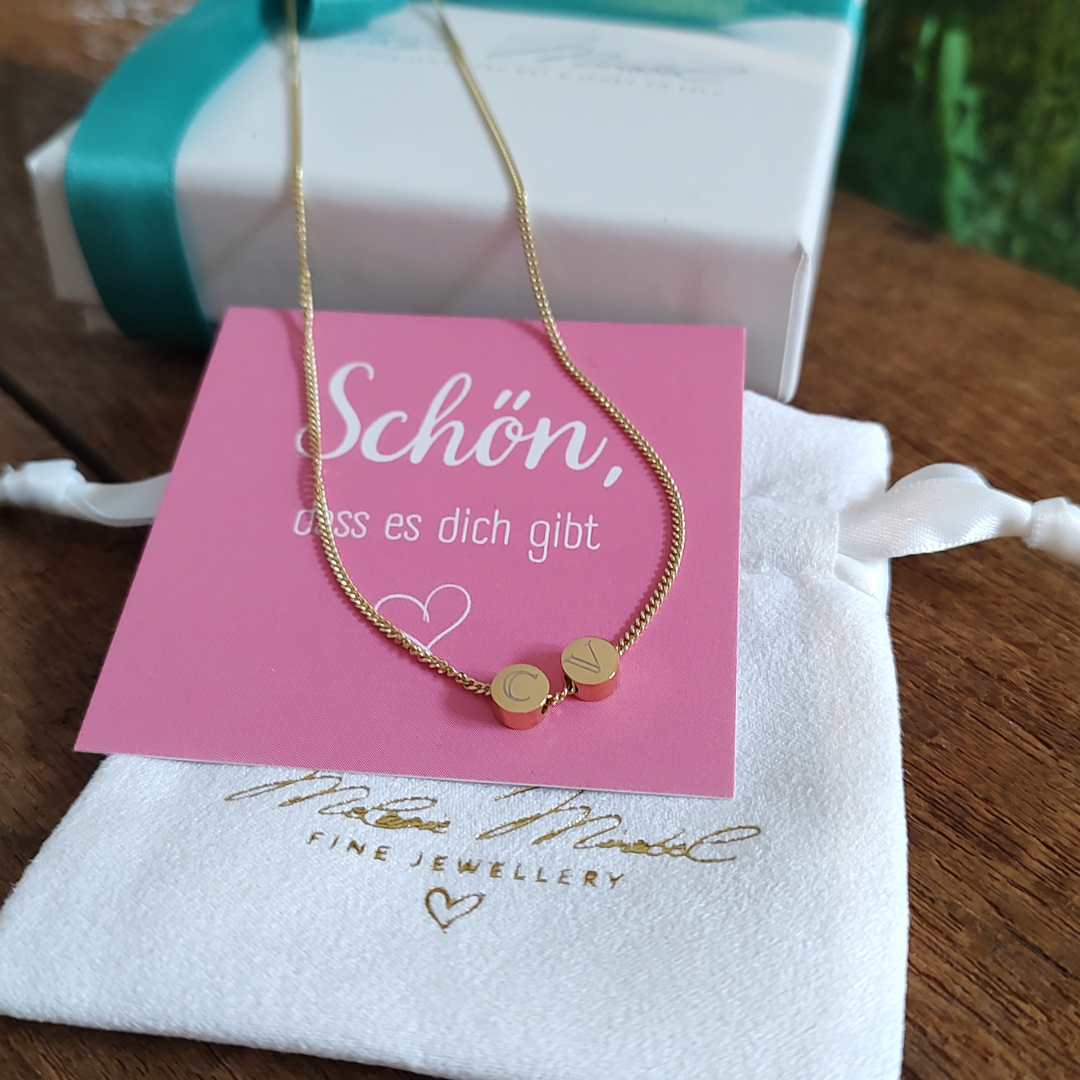 Kette mit Buchstaben Gold, Kette personalisiert, Initialen kett Gold, Goldkette mit Initialien, Initialien kette 2 Buchstaben, Buchstaben Kette Gold, 