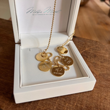 Familienkette Gold, Kette zur Geburt, personalisierte Halskette mit 5 Anhänger, Geburtskette, Familienkette personalisiert