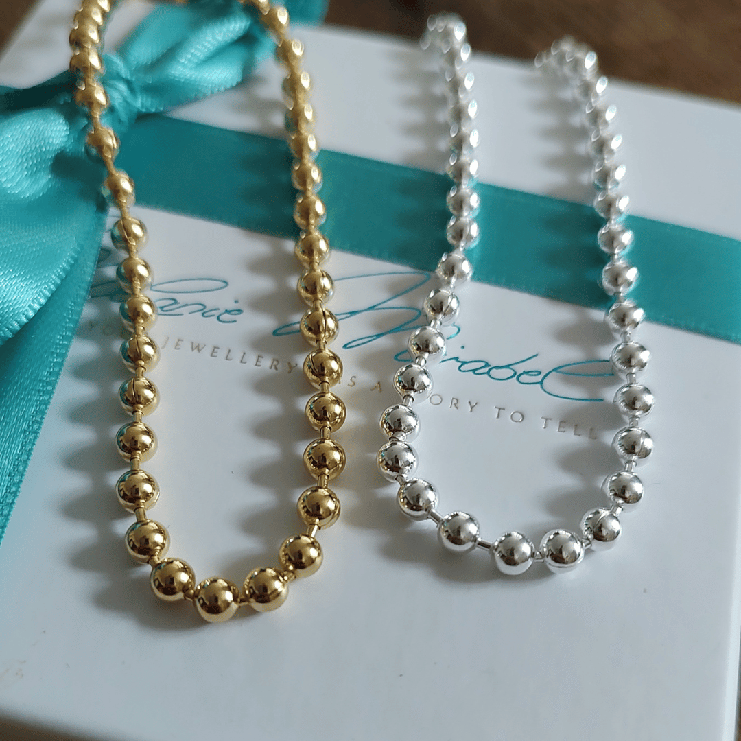 fette kette, kugelkette 4mm dick, kugelkette gold für damen, layering kette gold für mehrreihige ketten, goldketten für damen