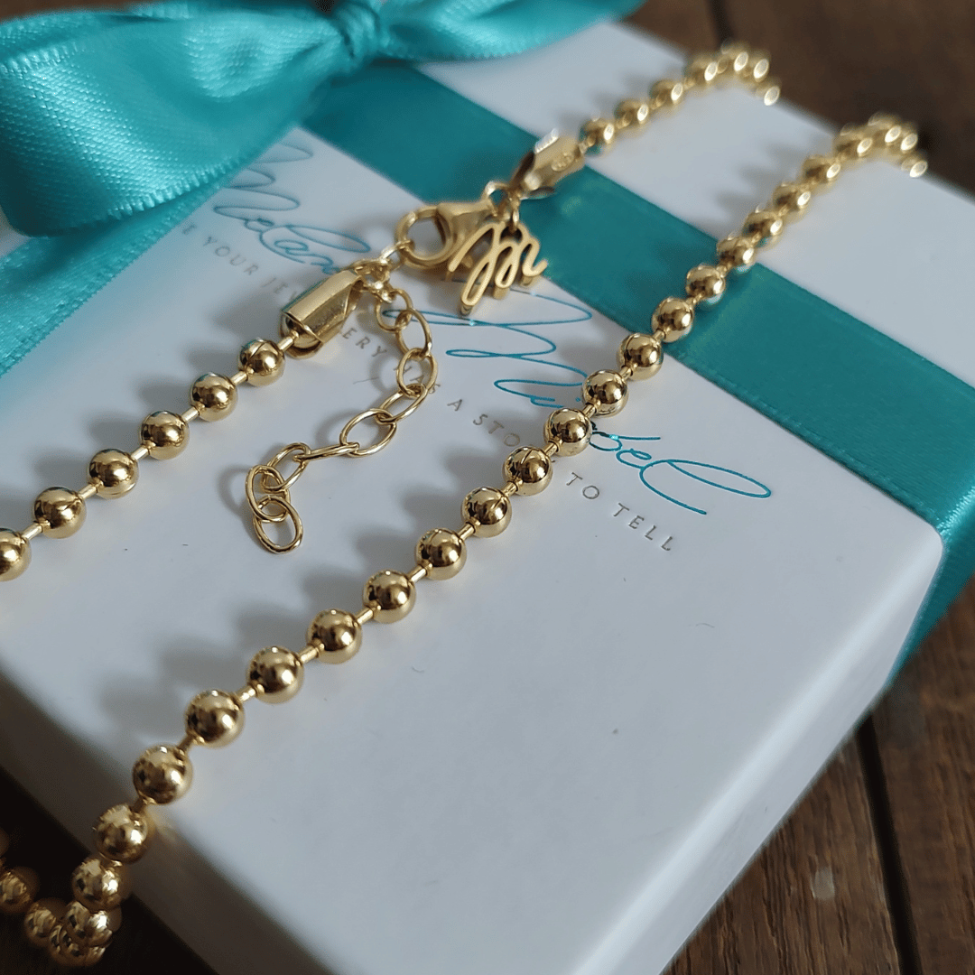 goldene perlenkette, fette kette, kugelkette 4mm, kugelkette gold für damen, layering kette gold für mehrreihige ketten, goldketten für damen