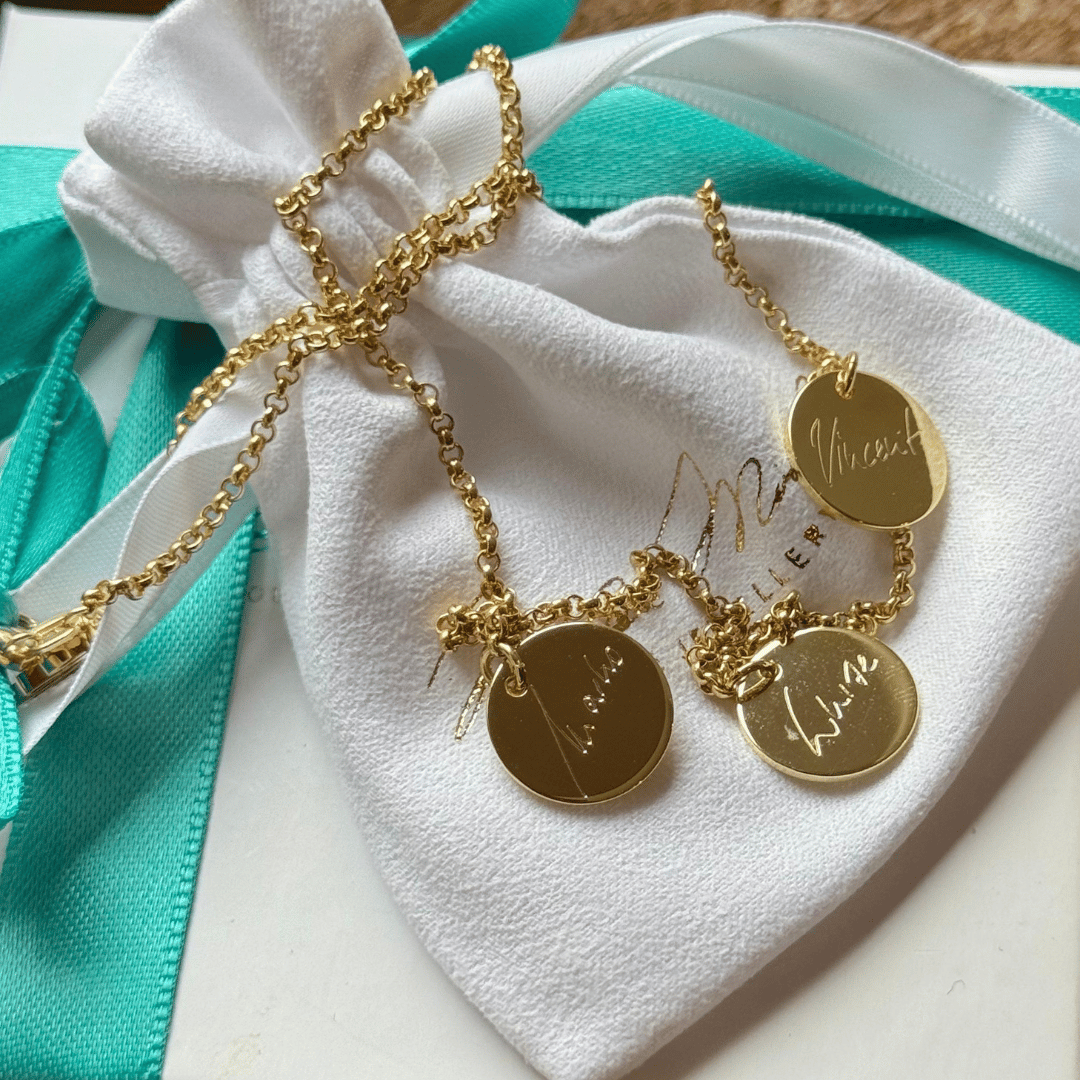 buchstaben kette gold, halskette personalisiert mit gravur handschriften familie, verstorbene mit handschrift verewigen, namenskette für mütter, kette zur geburt mit gravur kinder namen für mama mit 3 kinder