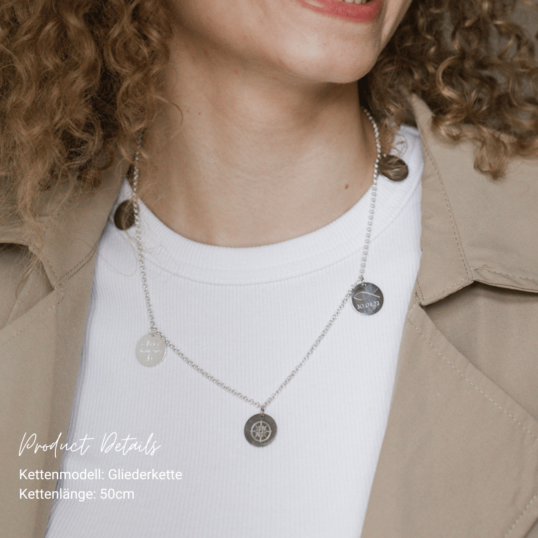 Familienkette CREW LOVE mit 5 grossen Gravur Anhänger