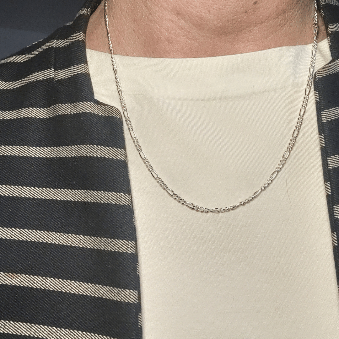 Figarokette, silberkette herren, männer kette schlicht, dezente kette herren, elegante silberkette