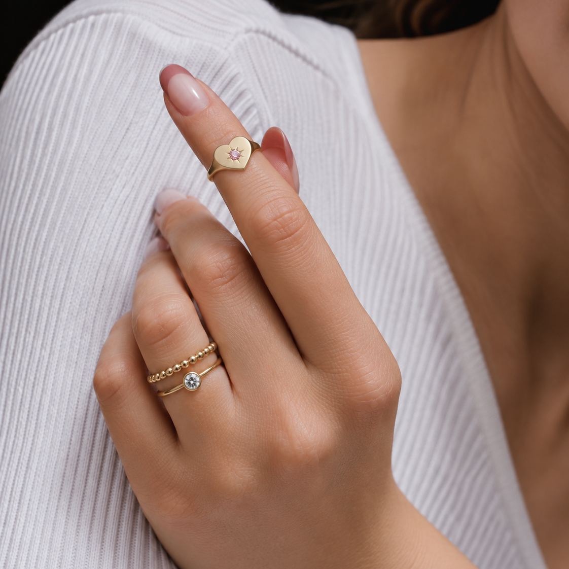 LUCIA Herz Ring mit Geburtssteinen