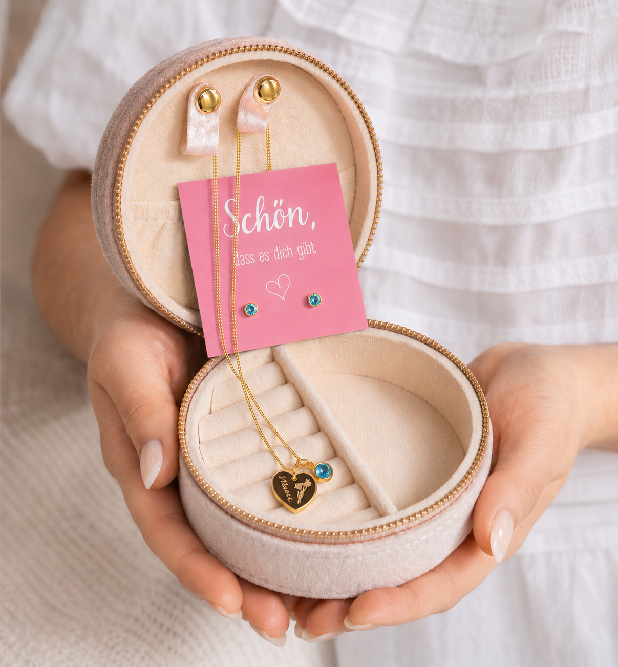 COFFRET CADEAU 🎁 Mon 1er coffret à bijoux + collier SALLY avec pierre de naissance