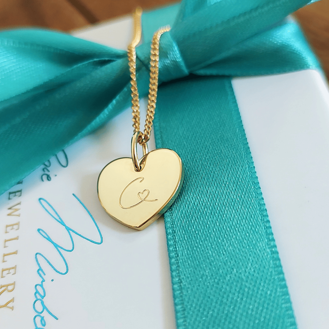 Gold kette personalisiert für damen mit Herz Anhänger, herz kette gold für meine ehefrau mit gravur, kette mit herz für meine freundin, herzkette gold mit individueller gravur