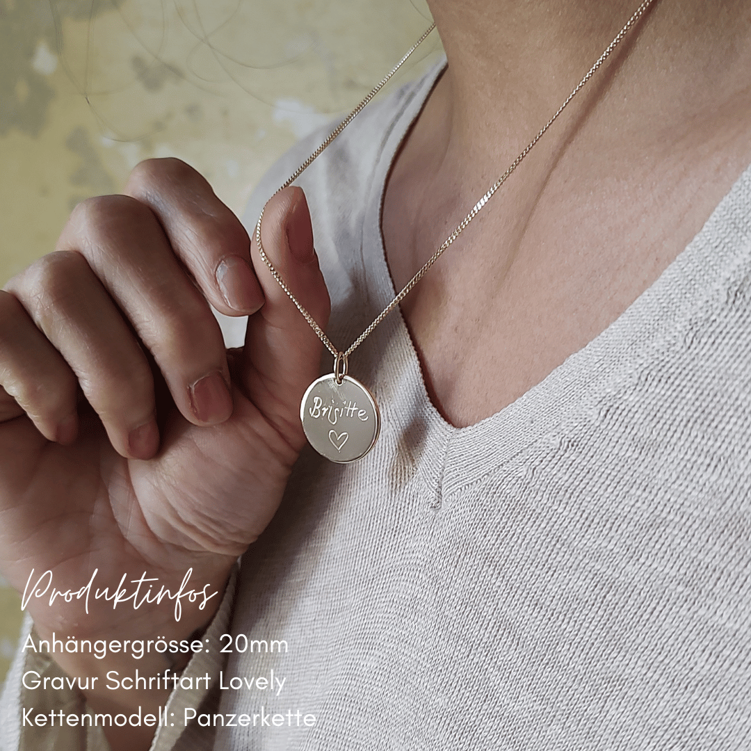 FELICE Goldkette mit 1 grossen Gravur Plättchen  |  333-750 Gold