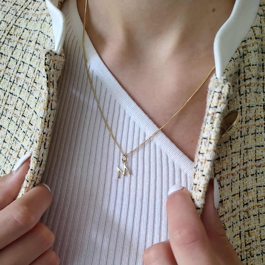 Goldkette mit Buchstaben, Halskette Damen Gold, Halskette mit Buchstaben, Buchstaben Kette Gold 333, Goldkette Damen mit Buchstaben Anhänger