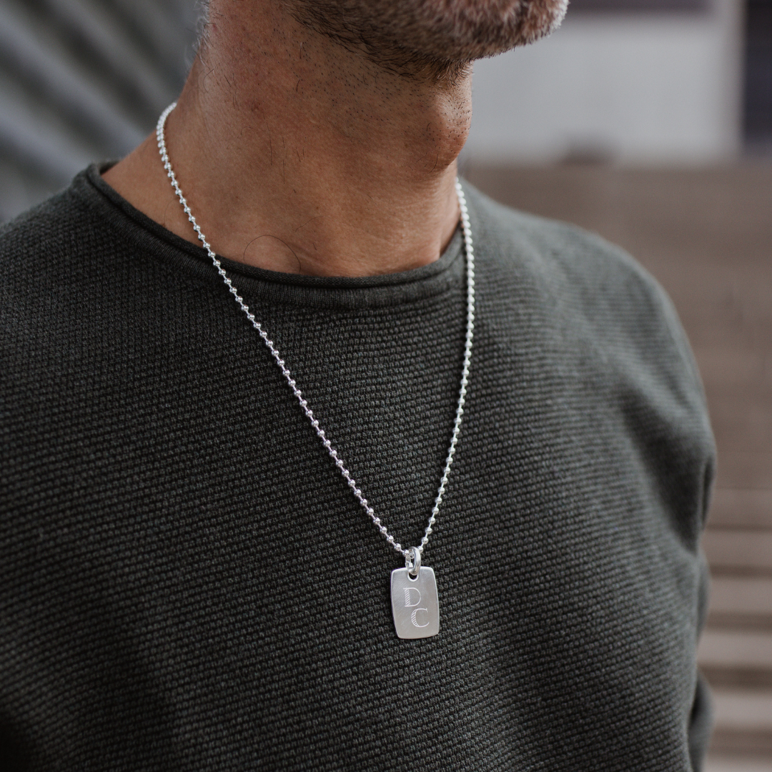 Dog Tag Anhänger mit Gravur, Gravur Anhänger Herren ohne Kette, Kettenanhänger Männer mit Gravur, Gravur Plakette für Herren, Anhänger personanlisiert für Herren