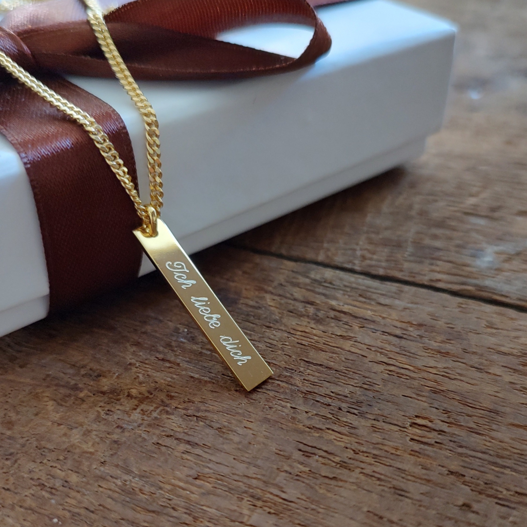  Halskette Männer, Männer Kette mit Barren vertikal, Dog Tag Herren, Dog Tag Kette Männer, Halskette Herren mit Gravur, Goldkette Männer mit Gravur