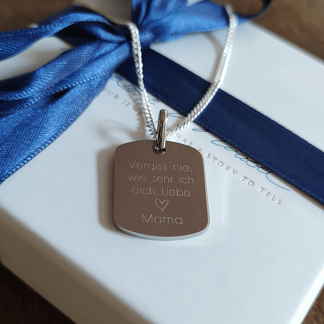 kette mit persönlicher gravur für männer, herren kette silber, schmuck für papa zur geburt, partner schmuck, männer kette mit gravur persönlicher text