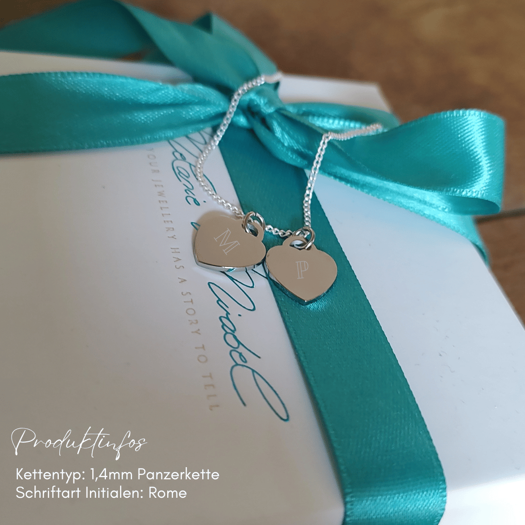 Herz Kette mit Gravur, Kette Mama mit Herz, Valentinstag geschenk damen, Kette zum Valentinstag, Schmuck Valentinstag, Freundschaftskette, kette mama 2 kinder, intiialenkette 2 namen