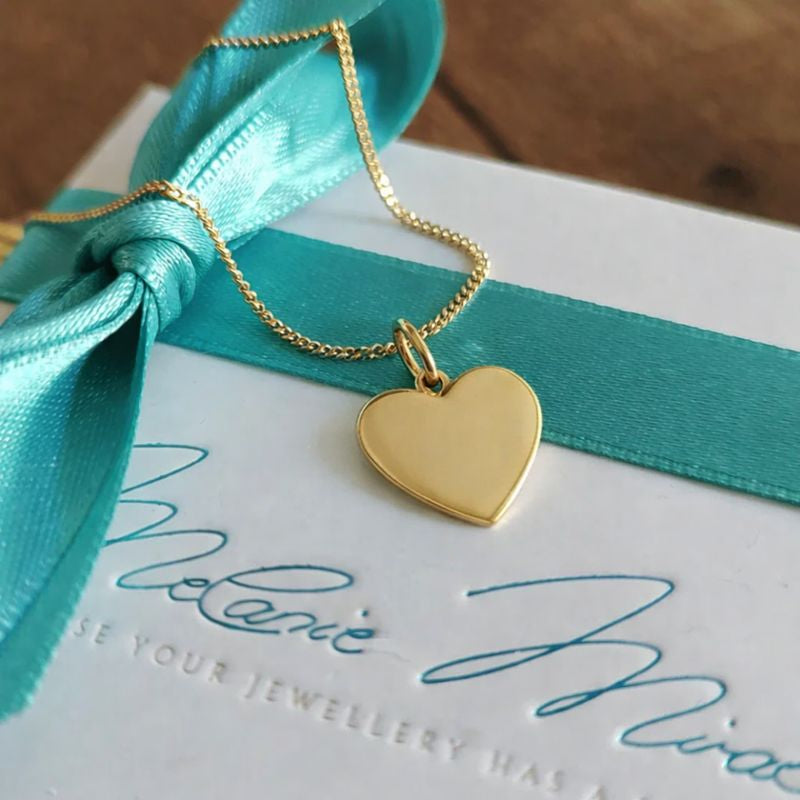 anhänger 585 gold herz für damen, herz anhänger für halskette in 585 gelbgold mit individueller gravur