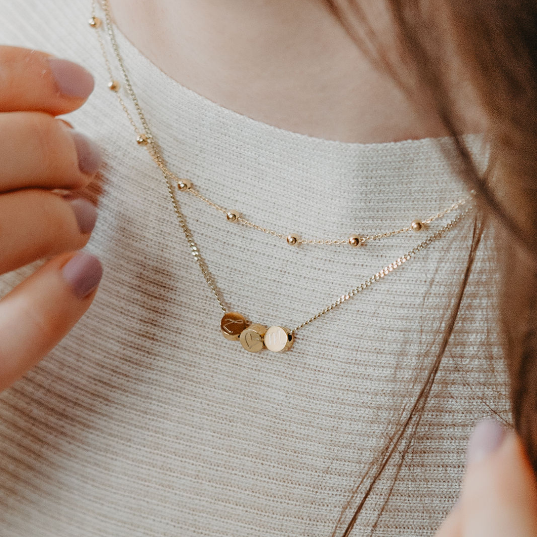 Kette personalisiert, Initialen kett Gold, Goldkette mit Initialien, Initialien kette 2 Buchstaben und 3 Buchstaben, Buchstaben Kette Gold, Kette mit Buchstaben Gold