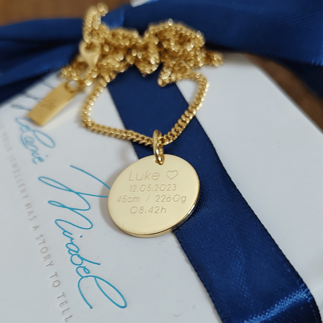 gold kette männer mit gravur, kette für meinen freund, herren kette mit gravur, herren kette mit anhänger, männer kette personalisiert, kette für männer, kette für freund mit gravur, halskette für papa zur geburt mit geburtsdaten baby