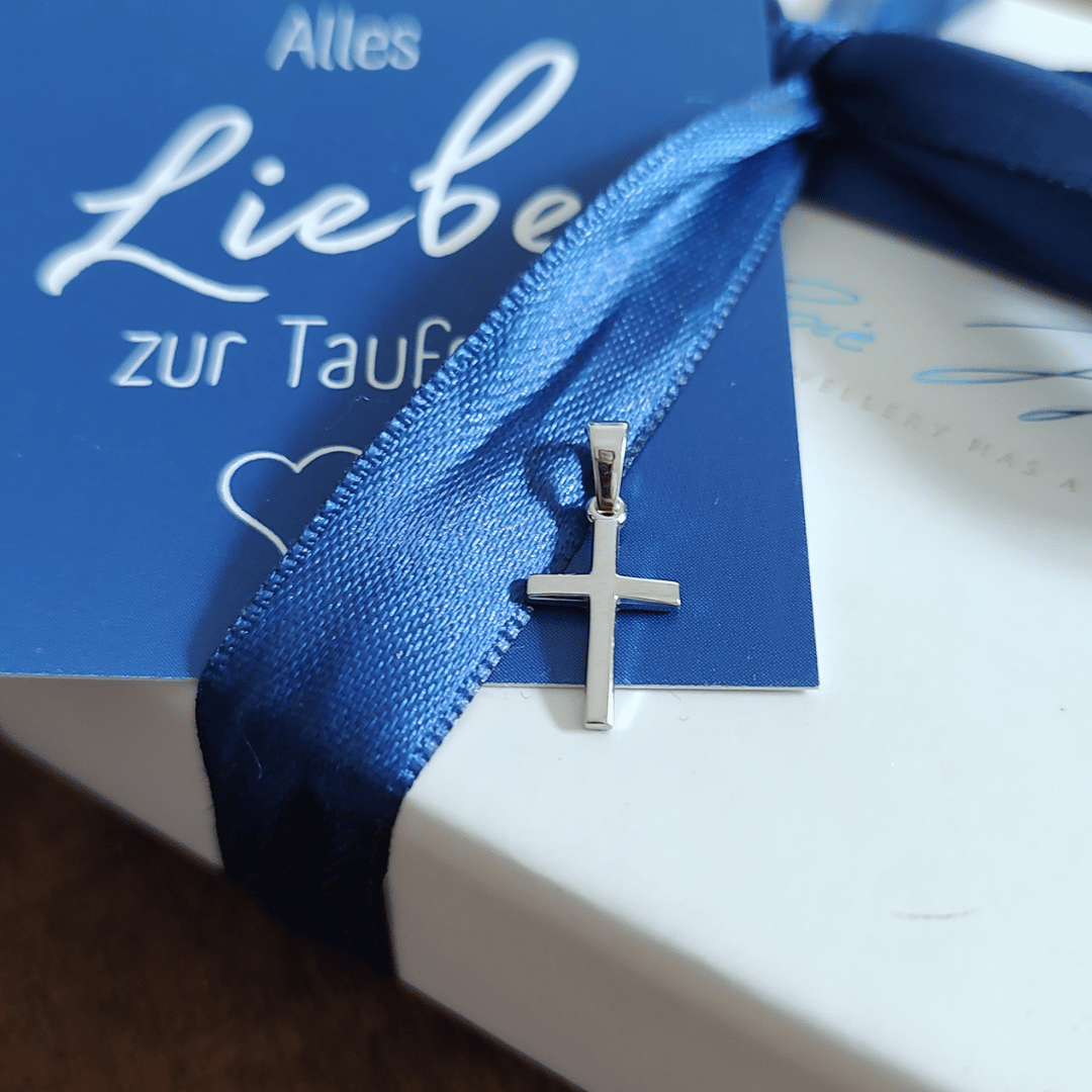kreuz kette silber taufe mädchen und junge, kreuz ketten anhänger von paten als geschenk zur taufe und erstkommunion, kreuz anhänger für kette, kleines kreuz silber für junge zur taufe
