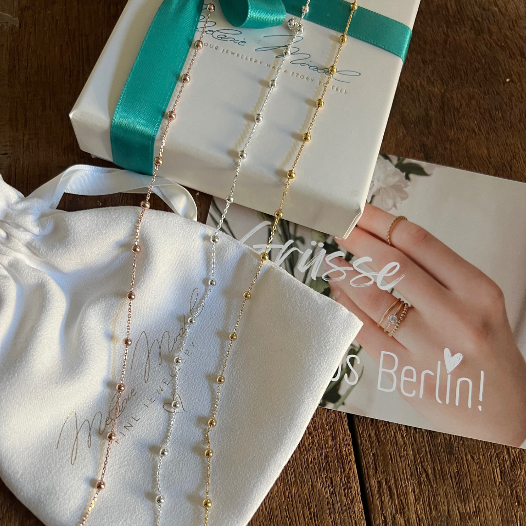 Goldkette Damen, Silberkette mit kugeln, zarte Kette zum Bayern, layering kette silber und gold, goldene Kette mit kugeln, mehrreihige kette gold silber rosegold