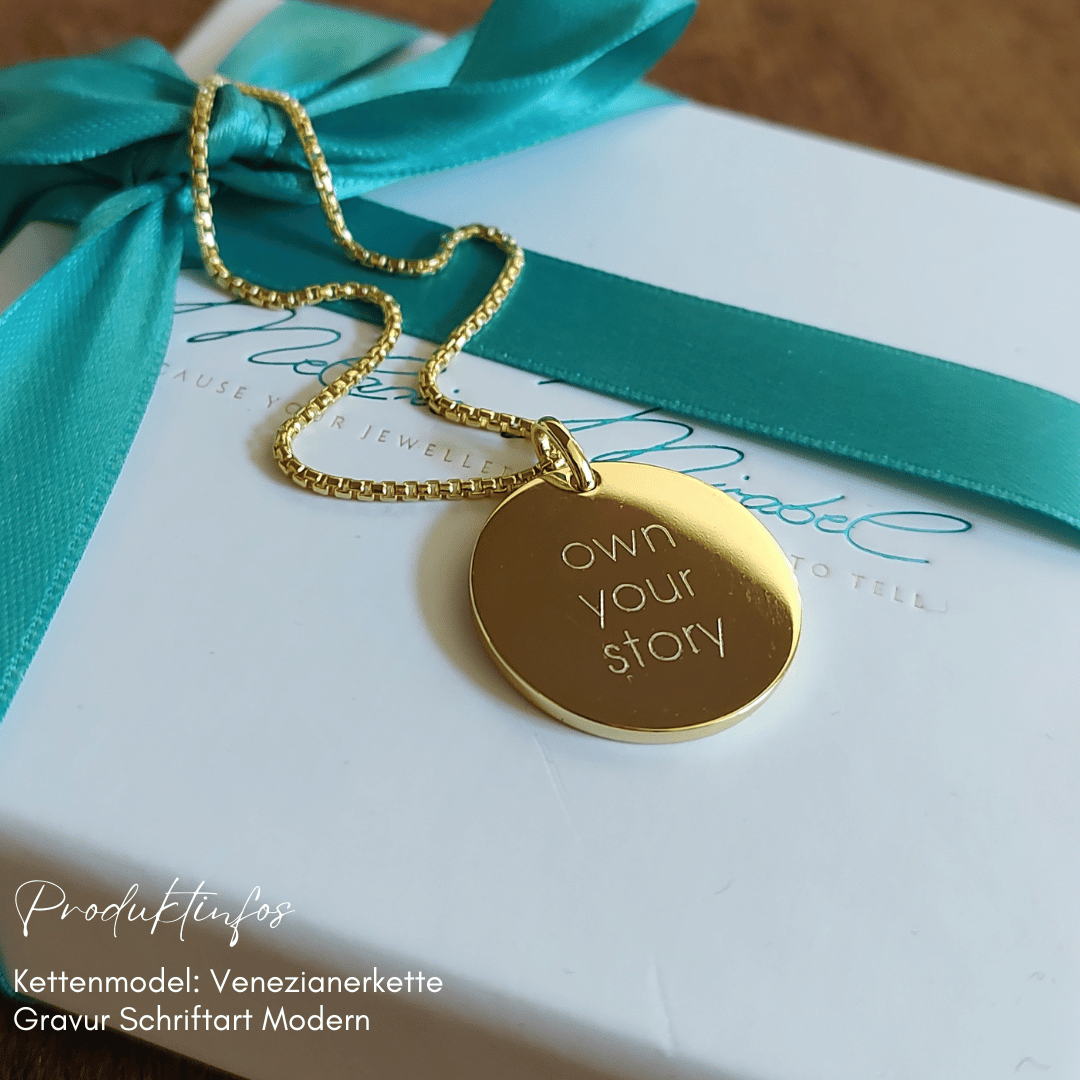 KARMA Kette mit 1 Gravur Anhänger (24mm)