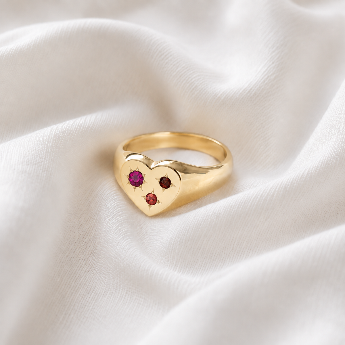 LUCIA Herz Ring mit Geburtssteinen